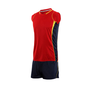 Conjunto de Camiseta sin Mangas y Pantalones Cortos de Voleibol Sublimados Personalizados al por Mayor, Color Rojo, Absorbentes de Humedad, Uniformes Deportivos Unisex - Product Image 4