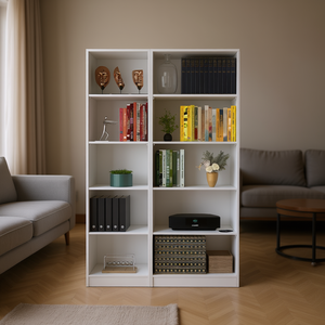 Set di Librerie Idalia a 2 Pezzi, Bianco, 10 Ripiani, Arredamento Moderno Minimalista per Soggiorno, Scaffale Indipendente in MDF - Product Image 2