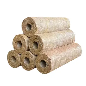 Rock Wool Pipe Tube High Density 120kg/m3 6'' ID 50mm Thickness Rock Insulation Wool Pipe Prices