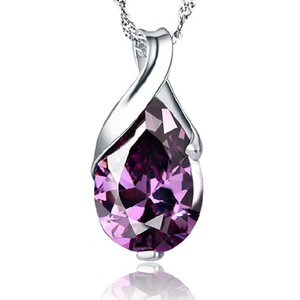 Collana con Ciondolo a Goccia Viola per Donne, Stile Lacrima d'Angelo, Catena alla Moda per Clavicola - Product Image 5