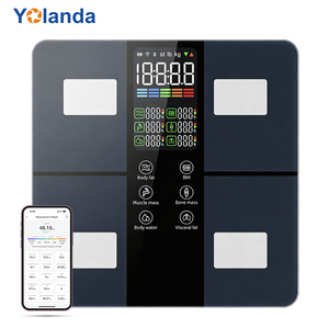 Bilancia pesapersone intelligente Yolanda 300mm con piattaforma grande, misurazione precisa di <span class=keywords><strong>25</strong></span> parametri corporei, per uso domestico e bagno. - Product Image 1
