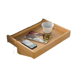 Bamboo Wood Bedside <b>Storage</b> <b>Tray</b> Rectangle Detachable Wall Mounted Natural Color Bedroom Use - Product Image 1