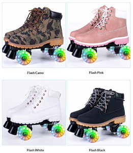 Patins à roulettes à quatre roues Hikeon avec roues lumineuses en PU/PVC, patins de patinage artistique à double rangée, <span class=keywords><strong>bottes</strong></span> françaises Martin, ABEC-7 - Product Image 2