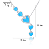 Collier en argent massif 925 sans nickel ni plomb, en forme de Y, avec pendentif cœur en opale synthétique et plusieurs cœurs en zircon cubique, avec chaîne en câble