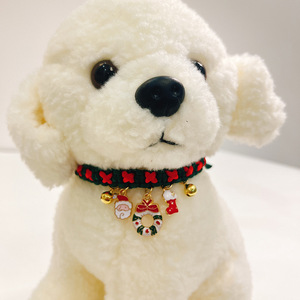 Collare per animali domestici natalizio rosso e verde, lavorato a mano in cotone, con ciondolo smaltato, grazioso girocollo per gatti e cani (Bichon, Poodle) - Product Image 4