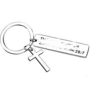 Gioielli Religiosi Regalo Fede nel <span class=keywords><strong>Signore</strong></span> Versetto Biblico Portachiavi Croce Cristiana in Acciaio Inossidabile - Product Image 1