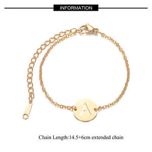 Prénom féminin Initiales <span class=keywords><strong>Bracelet</strong></span> de lettre de l'alphabet en acier inoxydable avec étiquettes d'identification - Product Image 6