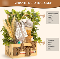 Caisse de rangement en bois pour baby shower, panier cadeau DIY pour bébé, idéale pour la décoration de fête de naissance - Vente chaude