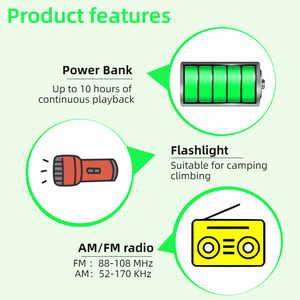 Kit de survie en cas d'ouragan, radio d'urgence 5000mAh avec alarme SOS, radio météo AM <span class=keywords><strong>FM</strong></span> à manivelle solaire pour les situations de catastrophe - Product Image 4