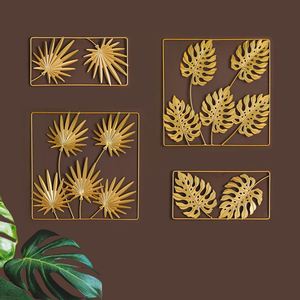 Décoration Murale en Métal en Gros : Feuille de Palmier Dorée Moderne en Fer Forgé, Artisanat Mural Suspendu pour la Maison et le Salon - Product Image 2