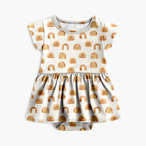 Vestido de bebé de seda de leche con estampado geométrico, transpirable y suave, de manga corta, tipo pelele, para niña, OEM - Product Image 2