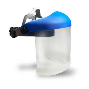 Schermo in policarbonato con protezione per il mento e visiera blu - Product Image 2