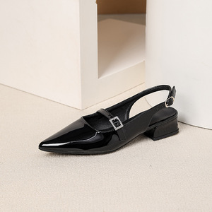 Sandali da Donna Taglia 45 con <span class=keywords><strong>Tacco</strong></span> <span class=keywords><strong>Basso</strong></span> e Punta Affusolata, <span class=keywords><strong>Scarpe</strong></span> Eleganti in PU Verniciato per Signora - Product Image 5
