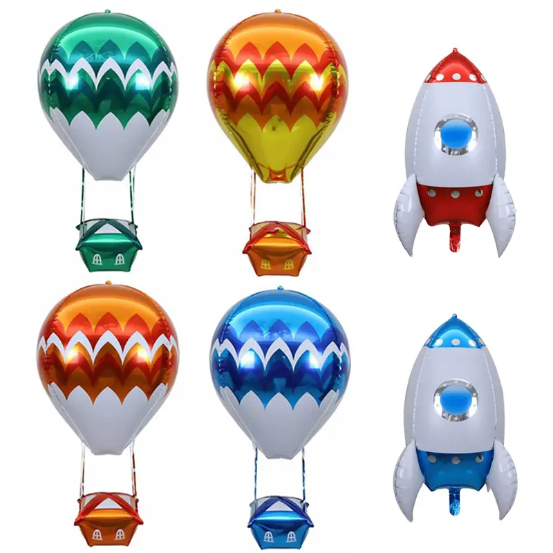Yeni tasarım 22 inç 4D topu sıcak hava balon şekli roket folyo balonlar düğün doğum günü partisi dekorasyon için uçan ev balon