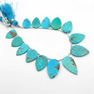 Arizona Turquesa natural 7 pulgadas Hoja de plata Pulseras de joyería Talla suave Forma de pera Cuentas de piedras preciosas Material de piedra - Product Image 1