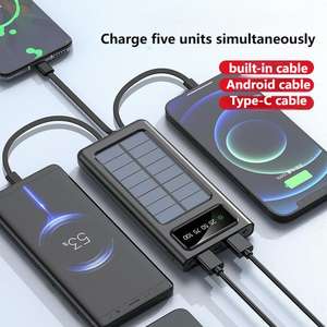 Banque d'énergie <span class=keywords><strong>solaire</strong></span> avec logo personnalisé OEM pour téléphone 10000mah Powerbank portable Charge rapide Powerbank avec lampe de poche 4 câbles - Product Image 4