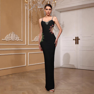 OEM Factory bendaggio personalizzato di alta qualità abito da sera elegante <span class=keywords><strong>nero</strong></span> modesto abito da Cocktail Club Sexy - Product Image 1