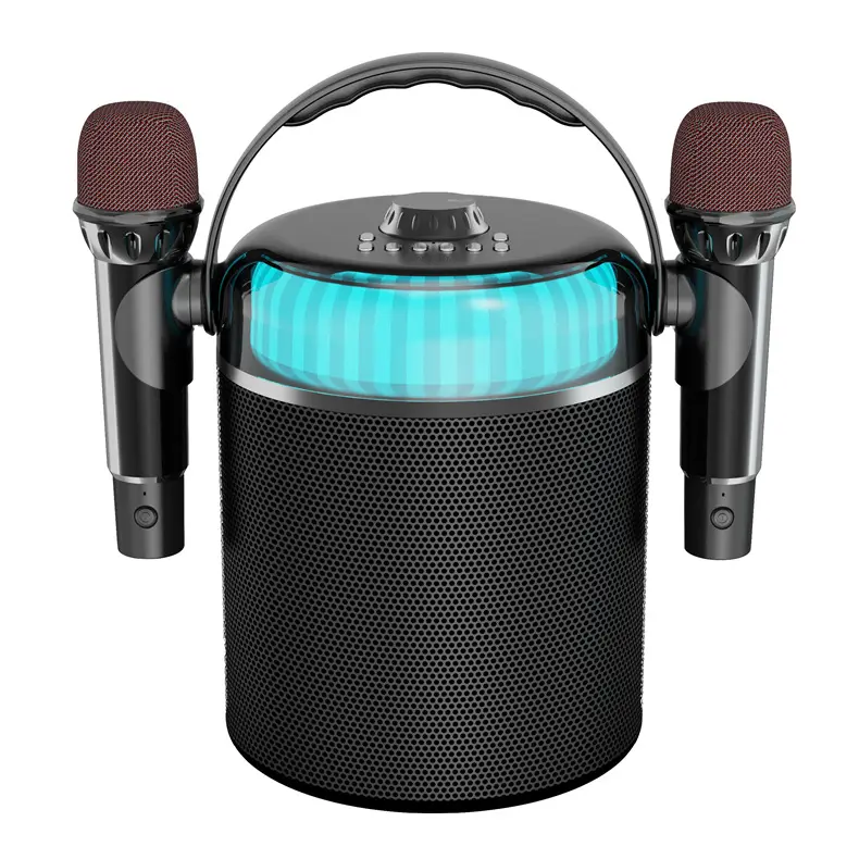 Aoolif Speaker Karaoke 20W, Kualitas Tinggi Bt5.0 Rgb dengan Dua Mikrofon Nirkabel