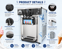 Machine à glace molle verticale automatique à trois têtes à haute productivité commerciale QBL-918 certifiée Energy Star pour les cinémas