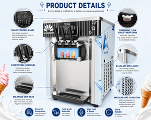 Máquina de Helado Suave Vertical Automática de Alta Productividad Comercial de Tres Cabezas QBL-918 con Certificación Energy Star para Cine - Product Image 4