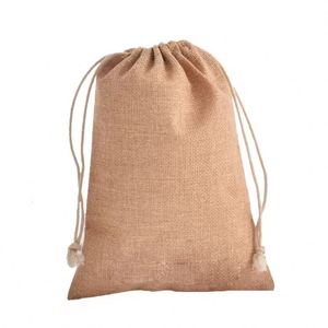 Wholesale Khaki Hemp <b>Cord</b> Cinch Pouches Gift Packing Drawstring Burlap <b>Bags</b> - Product Image 2