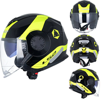 Casque de moto demi-coque LS2 OF570 authentique certifié ECE/DOT, casque d'été pour homme à double visière, casque trois-quarts rétro pour moto électrique