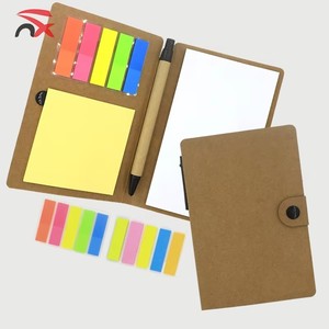 Ensemble de papeterie mignon et écologique avec logo personnalisé, bloc-notes adhésif avec couverture en kraft et bouton-pression, mini bloc-notes avec stylo - Product Image 5