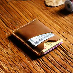 AIGUONIU Portabiglietti da Visita Minimalista da <span class=keywords><strong>Uomo</strong></span> <span class=keywords><strong>in</strong></span> Vera <span class=keywords><strong>Pelle</strong></span> Crazy Horse Personalizzato Portafoglio per Carte di Credito - Product Image 5