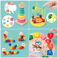 Ensemble de jouets en bois Montessori pour tout-petits - 6 jeux de puzzles et de tri éducatifs pour les enfants de 1 à 4 ans, kit d'apprentissage de la motricité fine