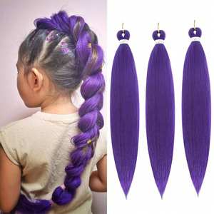 Ex155 Lot de trois tresses synthétiques violet foncé de 30 pouces, à pointe en U, cheveux raides, pour femmes et filles - Product Image 1