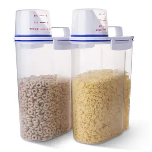 2021 새로운 밀폐 디자인 측정 컵 부어 주둥이 4 L 용량 쌀 디스펜서 빈 시리얼 컨테이너 곡물 저장