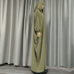 Ropa de oración musulmana de Ramadán Dubai Arabia Saudita mujeres Abaya con capucha <span class=keywords><strong>Jalaba</strong></span> sólido Casual manga de murciélago túnica Oriental árabe Eid Djellaba - Product Image 4