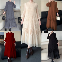 Robe plissée Miyake de créateur, haute qualité, luxe, imprimé bleu, maxi, élégante, longue, pour les voyages et les vacances
