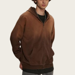 Sudadera con Capucha Personalizada para Hombre, Estilo Lavado Ácido, con Cierre, Corte Regular, Unisex, Gruesa, Vintage, para Hombre y Mujer, Ropa Urbana de Invierno - Product Image 4