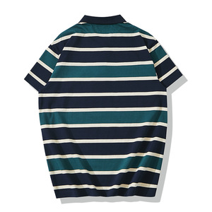 T-shirt unisex Sea Soul a righe con scollo rotondo e maniche corte, vestibilità ampia, in misto cotone, casual, per tutti i giorni, estiva - Product Image 6