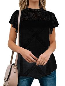 Direktverkauf ab Werk Damen Sommer T-Shirt Bluse Neueste Designs Ausgeschnittene Spitzenblusen - Product Image 6