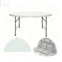 Table pliante ronde en plastique robuste de 6 pieds pour événements et banquets en extérieur, vente en gros