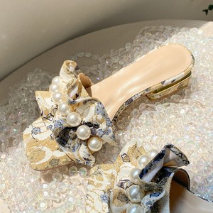 Chunky Heel Women's Summer Fashion Sandals Fairy Wind Pearl Blue and White Porcelain Light Weight and Anti-Slippery - Product Image 1