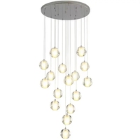 Luminaires suspendus d'escalier personnalisés Grand foyer d'hôtel Lustre boule de verre cristal de luxe à double hauteur