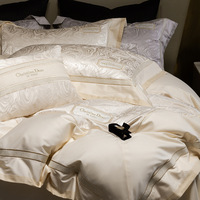 Literie en coton australien doux avec broderie exquise, luxe léger, ensemble de 4 pièces, 120 fils, drap, taie d'oreiller, housse de couette
