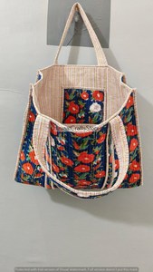Best Quality Large 18 Inch Spring Solid Color Eco-Friendly Reusable Lightweight Cotton Hand Block Tote Bag - Product Image 2