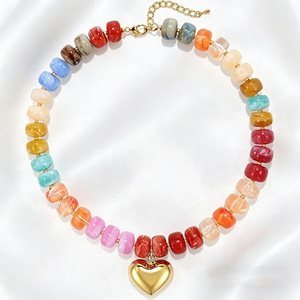 Collar de corazón de resina colorido para mujer, gargantilla con cuentas a la moda, accesorio de joyería para fiesta - Product Image 4