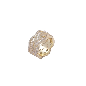 Mikro-Messing-Ring mit Zirkonia-Steinbesatz, Iced Out Silber-Gold-Ring, Hip-Hop Cubic Zirconia Schmuckringe - Product Image 4