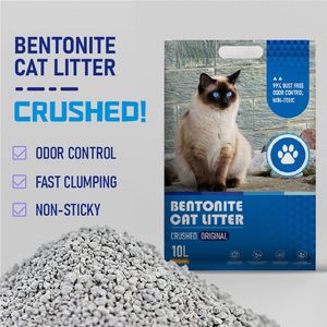 Bentonita al por mayor con bloqueo de olores, bajo seguimiento de residuos, fuerte aglomeración, ecológica, biodegradable, fuerte desodorización, desechable por el inodoro y sin polvo. - Product Image 1