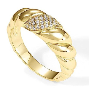 Vintage <b>Croissant</b> Pave <b>Ring</b> for Women Elegant Fashion Finger Jewelry - Product Image 6