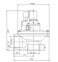 Valve d'impulsion électromagnétique à angle droit de l'acier inoxydable 304,316 DMF-Z-62S pour le dépoussiéreur de protection de l'environnement DN62