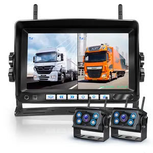 1080P 안정적인 성능 트럭 DVR 7 ''IPS 쿼드 스크린 4PC 무선 카메라 듀얼 안테나 디지털 무선 백업 카메라 키트