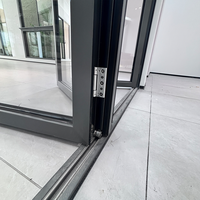 Ventana Plegable de Aluminio y Vidrio sin Esquinas, Ventana Plegable Tipo Acordeón para Jardín, Apertura de Pared Completa, para Villas de Lujo, Invernaderos, Fábricas