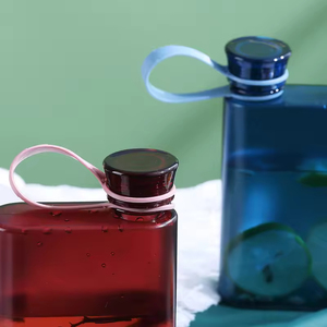 Outdoor Travel Portable <b>Clear</b> Colours Cute Flat Silicone Plastic Drinking <b>Water</b> <b>Bottle</b> With Lid Handle - Product Image 3