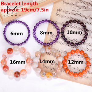 Vòng tay đá tự nhiên thủ công làm bằng tay, đá hổ phách, bán buôn - Product Image 6